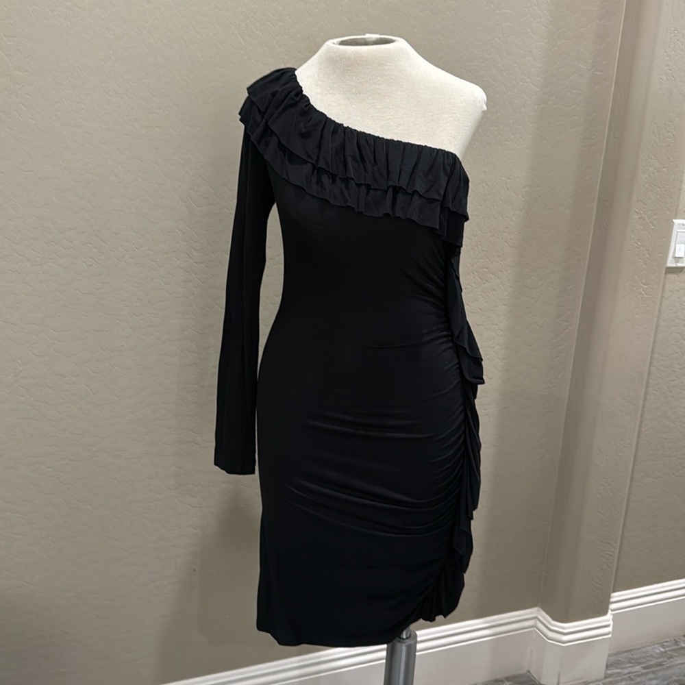 Double Zero Black One Shoulder Dress - Med.